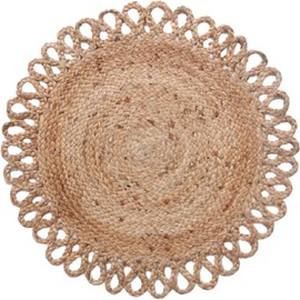 Jute Hand Braided Placemats Set of 6 | 14 Inches Artistic Round Tablemats for Kitchen Dining Table Top Sustainable Rug Mats & Dinner Table Plate Pads Mates Rustic Natural Fiber Vintage Natural Beige