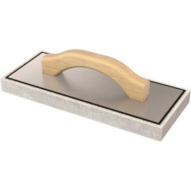 Bon White Foam Float – 12 in. × 5 in. × 1 in. Foam Finishing Float with Durable Aluminum Backing and Traditional Wood Handle – Smooth Concrete, Stucco, and Plaster Finishing Tool