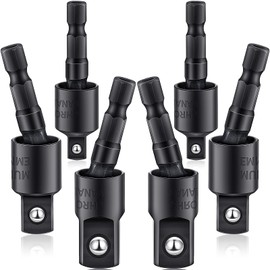Honoson 6 Pieces Power Drill Sockets Adapter Set Impact Driver Wobble Socket Adapter 360 Degree Rotatable Hex Shank Impact Driver Socket Drill Bits 1/4, 3/8, 1/2 Inch, Black