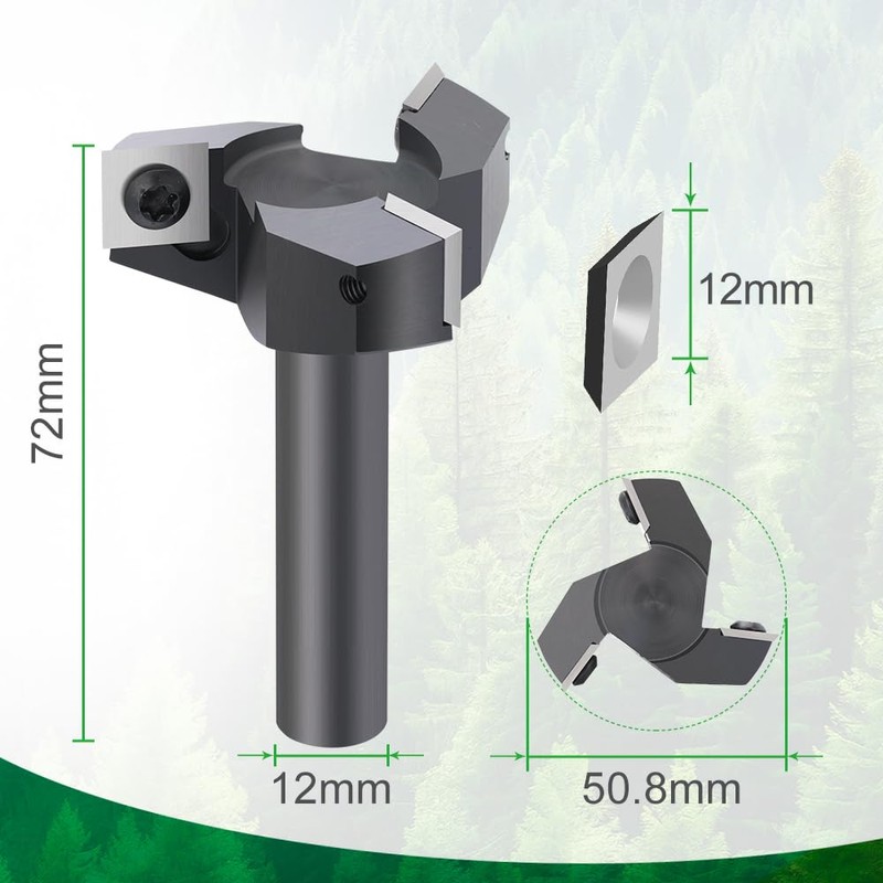BALUGAEA Face Cutter 12 mm Shank 50.8 mm Diameter for