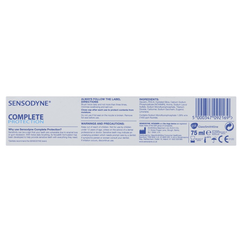 Sensodyne Complete Protection Sensitive Toothpaste, Original 75 ml