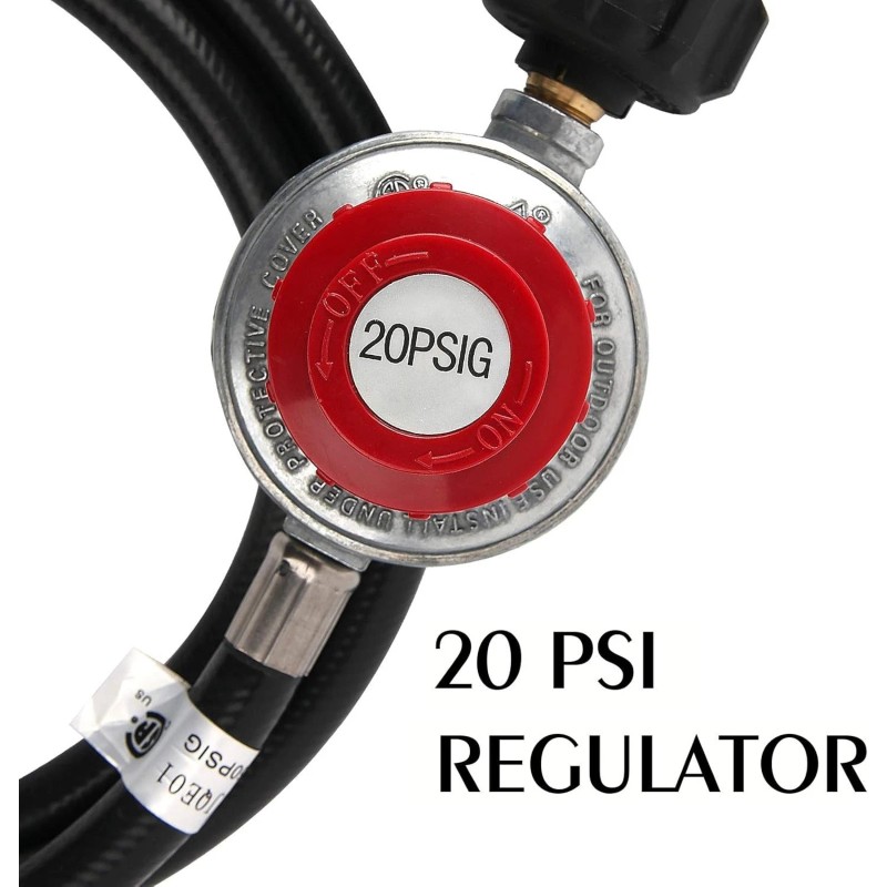 Easylife-Home 12FT QCC1 Propane Regulator with Hose, 20PSI Adjustable LP