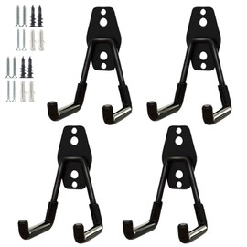 Garage Storage Utility Hooks，Garage Garden Tool Organizer，Steel Wall Mount Hooks, Garden Small U Hooks (4 Pack-Black)