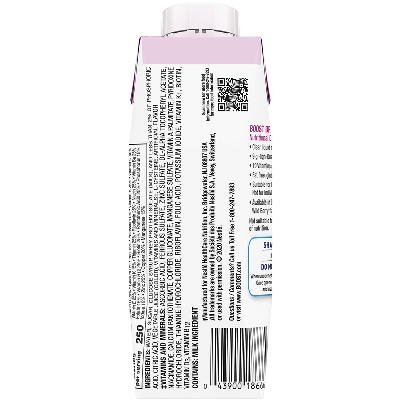 Boost Breeze Nutritional Drink Wildberry, 8 Fl Oz (Pack of