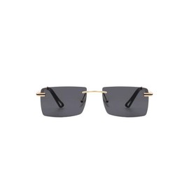 Rectangle Rimless Retro Flat top Sunglasses - color: Black, size: OneSize