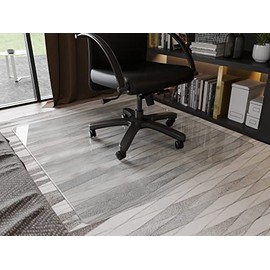 GLSLAND Office Chair Mat, 46" x 55" Premium Tempered Glass Computer Desk Mats Hard Protect Floor, Easy Glide Swivel Chairs Used on Carpet in Home and Office Rectangle Heavy Duty