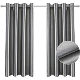 Ystyle Vorhänge Wohnzimmer 2er Set, Thermovorhang Kälteschutz, Gardinen Blickdicht, Vorhang Verdunklungsvorhänge, Gardinen Mit Ösen, Schallschutz Vorhang, 140x240 cm, Hellgrau