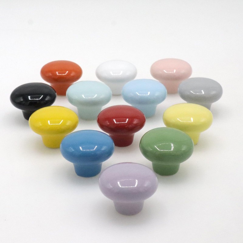 Joyangy 10Pack Ceramic Cabinet Knobs, 1.26Inch/32mm Green Round Drawer Dresser