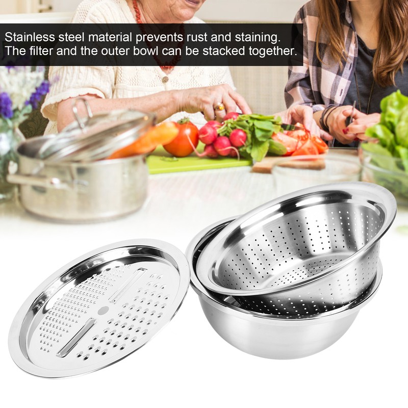 304 Stainless Steel Drain Basin 3 In 1 Set Vegetable