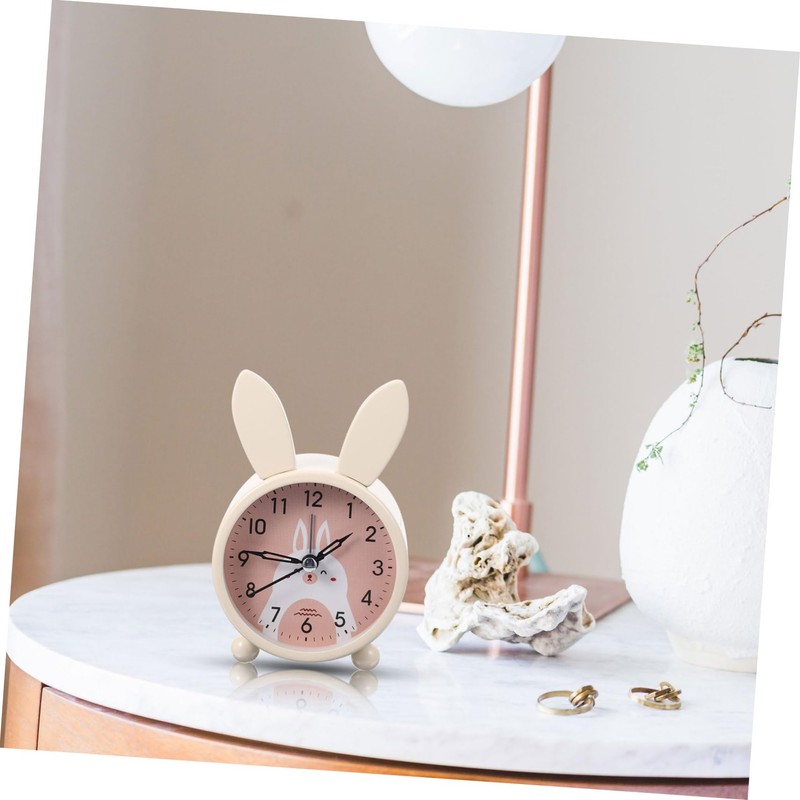 ULTECHNOVO Adorable Luminous Rabbit Shape Clock Silent Desktop Decorative Alarm