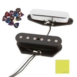 Fender Tex Mex Telecaster Pickups Set Bundle with 12x Fender Guitar Picks and Liquid Audio Instrument Polishing Cloth - Fender Telecaster Single Coil Pickups