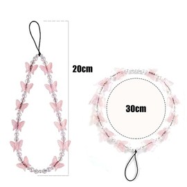 3 Pcs Phone Lanyard Wrist Strap,Crystal Butterfly Pearl Beaded Phone Charm Strap Hand Wrist Lanyard Acrylic Beads Pearl Bracelet Keychain Cell Phone Accessory for Women Teens Girl