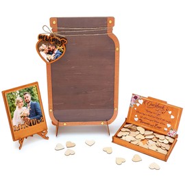 ONLANKET Jar Love Wooden Guest Book Wedding Reception, Rustic Wedding Guest Book Alternative 80 Hearts, Wedding Guest Book Ideas, Wedding Sign, Wooden Heart Guest Book, Wedding Signs for Ceremony