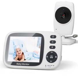 JESWO Monitor Bebé 3.2 Pulgadas, Vigilabebés con Cámara, Monitor de vídeo, visión Nocturna por Infrarrojos, Audio bidireccional, Control de Temperatura, Nana