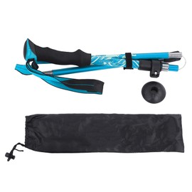 Hiking Pole Aluminium Alloy Telescopic Collapsible Multifunctional Outdoor Walking Stick for Men Women Sky Blue