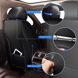 DISUTOGO 2 Front Seat Covers Fit for Toyota Highlander 2008-2023 2024 2025 Leather Car Seat Covers Waterproof Breathable Seat Cushion Protector (2 Fornt Set, Black & Grey)