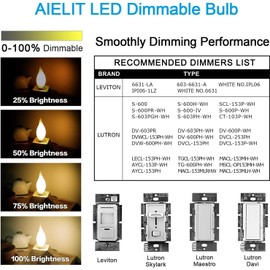 AIELIT CA10 Frosted E26 Candelabra LED Bulb 25 Watt Equivalent, Dimmable, Soft White 3000K, 200 Lumens, 2W Vintage Filament Candle Light Bulbs for Hallway Entryway Porch Chandelier, 3-Pack