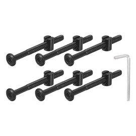 QUARKZMAN Pack of 10 Hex Bolts Bolts with Barrel Nuts, M6 x 65 mm Hex Furniture Bed Bolts with Wrench for Chairs and Cribs, Black