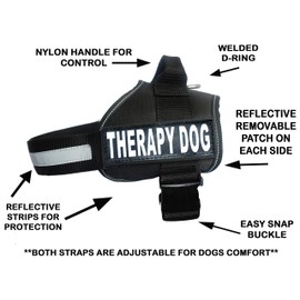 Therapy Dog Harness Service Working Vest Jacket,Purchase Comes with 2 Therapy Dog Reflective Removable Patches. Please Measure Dog Before Ordering.