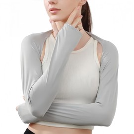 [Weelya] アームカバー レディース 肩まで 腕カバー 肩腕カバー UVカット 日焼け止め 吸汗速乾 接触冷感 (ライトグレー)