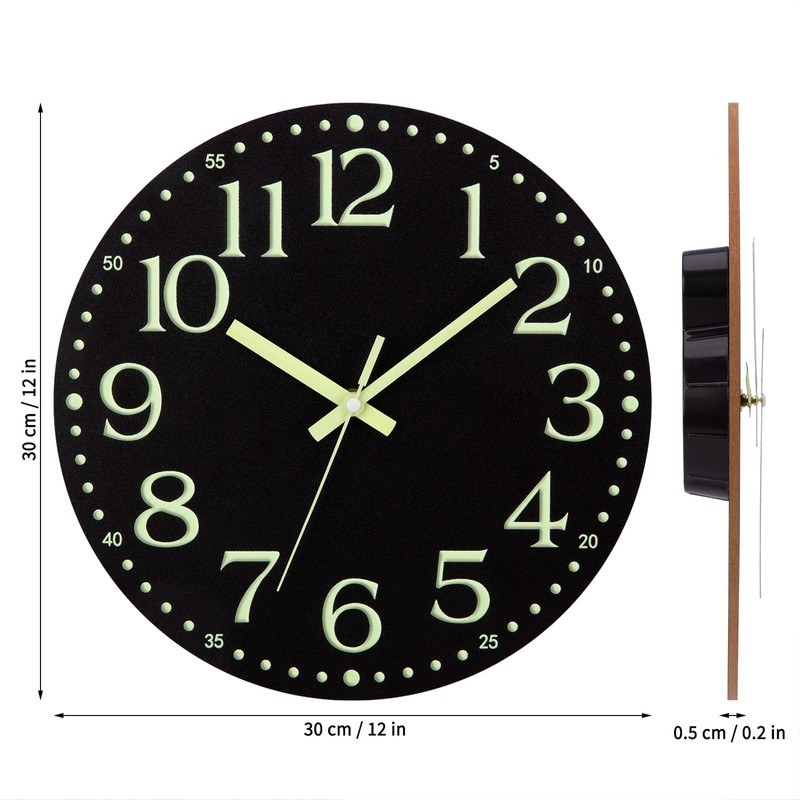 Warminn Wall Clock - 12 inch Glow in The Dark