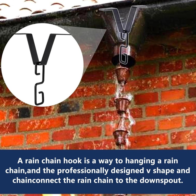 RiseDirectly 2 Pcs Heavy-Duty V-Shaped Rain Chain Gutter Adapter Clip