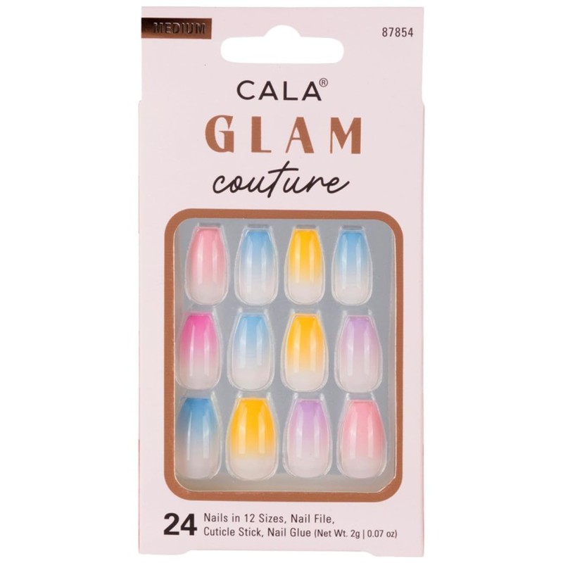 CALA - "Glam Couture" uñas postizas con punta de color