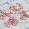 Teddy bear handmade nail tips - Coffin Egg / 테디