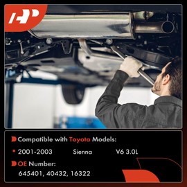A-Premium Rear Catalytic Converter with Gasket Kit Direct-Fit Compatible with Toyota Sienna 2001 2002 2003, 3.0L, E.P.A. Compliant