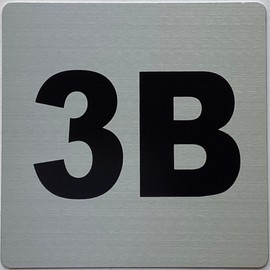 Apartment number 3B sign - UNIT NUMBER 3B SIGN (SILVER, SIZE 4x4 inch, DOUBLE SIDED TAPE) -Broadway Line