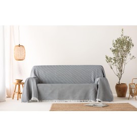GAMUSI Multipurpose Bedspread for Bed Sofa Plaid Foulard Sofa Blanket Soft and Breathable Cotton Bee Nest 180 x 140 cm Black