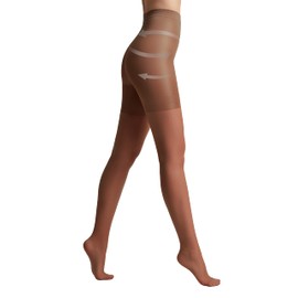 Conte Body Shaping Semi Opaque Compression Tights Pantyhose Control 40 Den, Brown (Mocca), Large