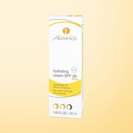 AESTHETICO Hydrating Cream SPF 50, 50 ml - Moisturising Day Cream with High UV Protection, Ideal for Sensitive & Dry Skin, Anti-Ageing, Fragrance-Free, Protects Against Premature Skin Ageing
