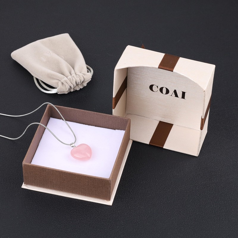 COAI Heart Rose Quartz, Love Fulfillment Necklace, Women's, rose quartz,
