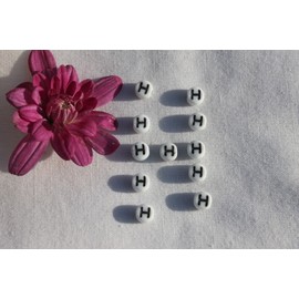 Czech Glass Letter  *H*  Beads Crafts Jewelry Making/1 Dozen/12pcs