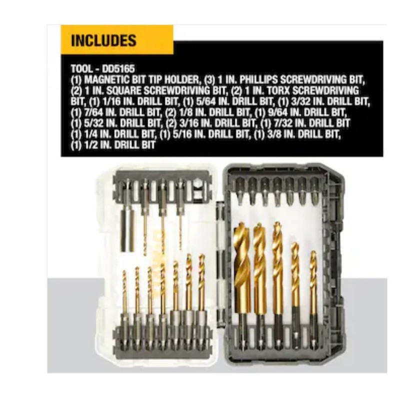 DEWALT 23 Pc Hex Titanium Nitride Twist Drill Bit Set,
