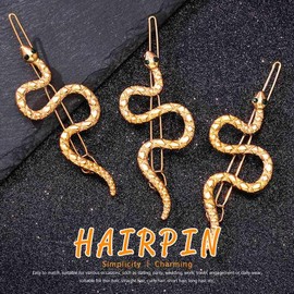 JONKY Snake Hair Clip Gold Hair Pins Serpent Hair Barrettes Medusa Costume Hair Accessories for Women (Three Piece)