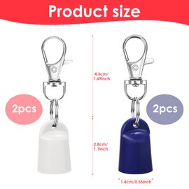 UgyDuky 4 Pack Keychain Cap Compatible with Summer Fridays 0.5oz & LANGIGE 0.35oz Lip Balm, Portable Lip Gloss Tube Cover Charm, Travel Keychain Accessory, White + Blue