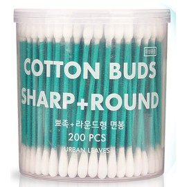 Urban Leaves Beauty Cotton Swabs Round + Pointed, 200 Count, Pack of 3