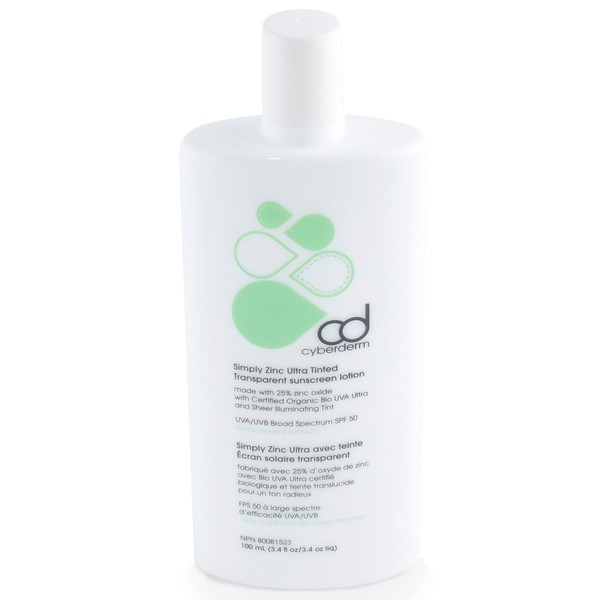 CyberDERM - Natural Simply Zinc Ultra TINTED SPF 50 | Clean, Non-Toxic Sunscreen (3.4 fl oz | 100 ml)