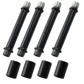 Litoexpe Double End Straight Pipe Lamp Stem Kit 80mm(3.15"), Lamp Extension Rod with Connector 4 Pcs, Lamp Rod Hardware Light Fixture Parts Replacement Black