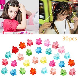 30 Pieces Mini Hair Claws, Colorful Hair Clips Flower Hair Pins Plastic Hair Barrettes, Fashion Hair Accessories for Toddlers Baby Girls Kids and Women