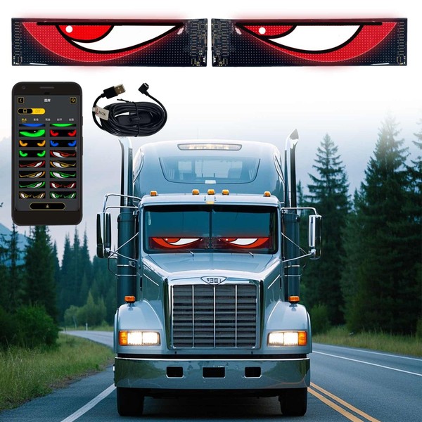 2pcs 23.62in*4.72in Large Size Devil Eyes Light for Windshield， Led