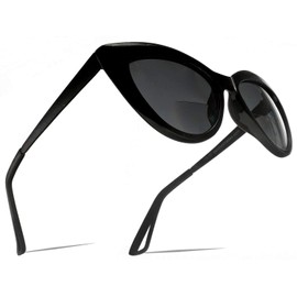 SAMBA SHADES Bifocal Reading Sunglasses Fashion Cat Eye Sunglass Readers Oversized Women's CatEye Glasses Black Rx 3.50