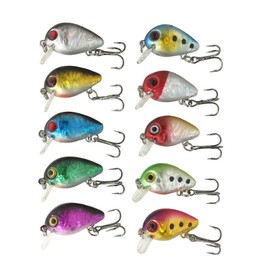 Orurdo qb100044a01n0 Fishing Tackle 1.5g Micro Crank, 10 Colors, 10-Piece Set, Crankbait Lure Set, For Mountain Stream and Tube Fishing
