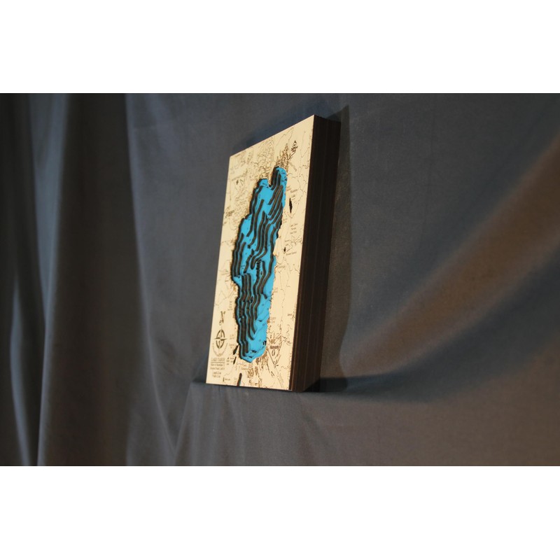 Mini BLUE! Lake Tahoe 3D Wooden Map