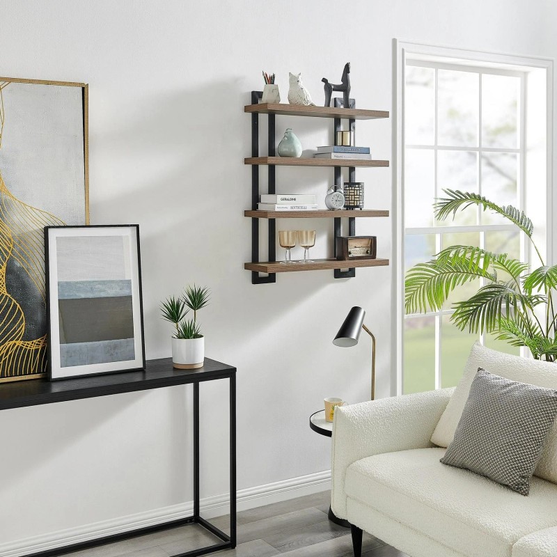 Unbranded Danya B. 4-Tier Floating Bracket Wall Shelf - Walnut