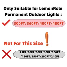 lemonrole Permanent Outdoor Lights Extension Lead Waterproof Cord （Only Suitable Lights Above 216 Lamp