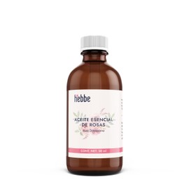 HEBBE - Aceite Esencial de Rosas 50 ml | Aceite Esencial de Rosa | Aceite Orgánico de Rosas | Aromaterapia | Difusor | Uso en Spa | Masaje | Corporal 