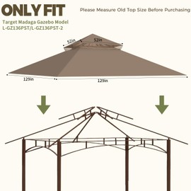OIPUNSHLE Replacement Canopy Top for Target Madaga Gazebo Model L-GZ136PST (Khaki)